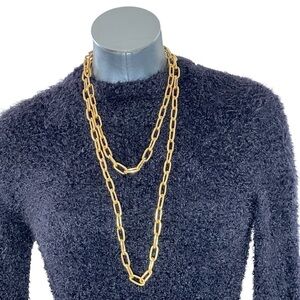 VTG AK ANNE KLEIN Classic Heavy Gold-tone Chain Link Metal Necklace 26"